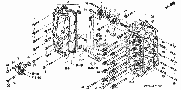 Honda Marine BF130A3 (Type XCA)(1400001-1499999)(1000001-1099999) Cylinder Head Cover Diagram