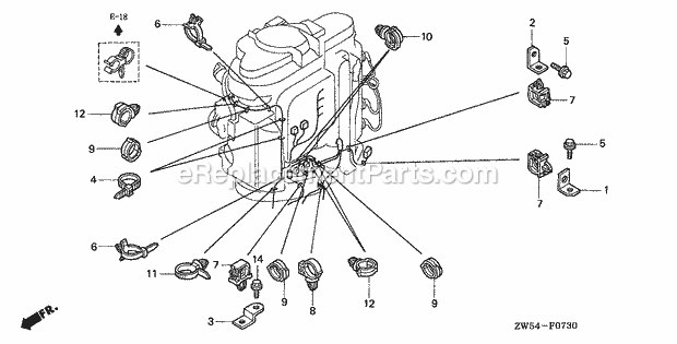 Honda Marine BF130AY (Type XA)(1100001-1199999) Clamp (Fuse Side) Diagram