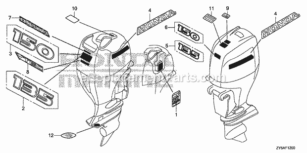 Honda Marine BF135AK2 (Type LA)(1400001-9999999) Labels Diagram