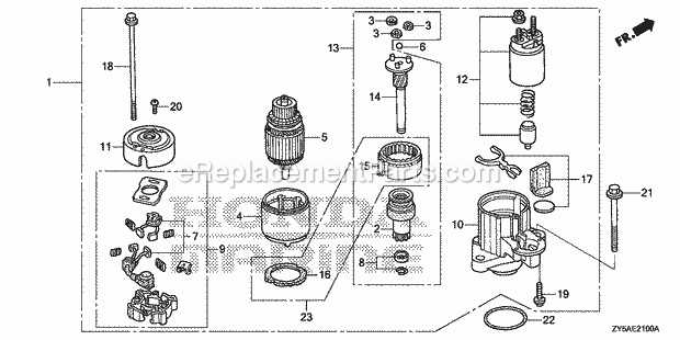 Honda Marine BF135AK2 (Type XCA)(1400001-9999999) Starter Motor Diagram