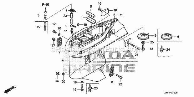 Honda Marine BF150A5 (Type XCA)(1100001-1199999) Gear Case Diagram