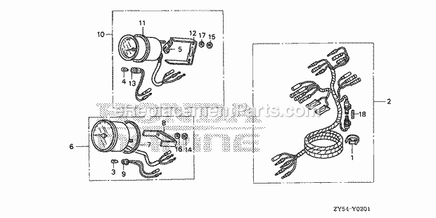 Honda Marine BF150A5 (Type XCA)(1100001-1199999) Meter (2) Diagram