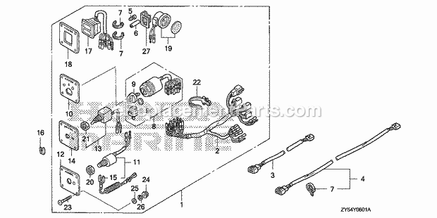 Honda Marine BF150A5 (Type XCA)(1100001-1199999) Control Panel (2) Diagram