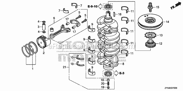 Honda Marine BF150A5 (Type XCA)(1100001-1199999) Crankshaft Piston Diagram