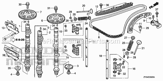 Honda Marine BF150A5 (Type XCA)(1100001-1199999) Camshaft Valve Diagram