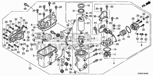 Honda Marine BF150AK2 (Type JA)(1400001-9999999) Vapor Separator Assy. Diagram