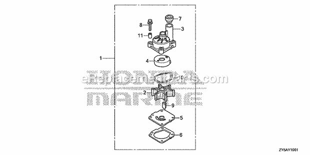 Honda Marine BF150AK2 (Type JA)(1400001-9999999) Water Pump Impeller Kit (2) Diagram