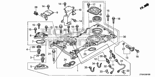 Honda Marine BF150AK2 (Type JA)(1400001-9999999) Chain Case Thermostat Diagram