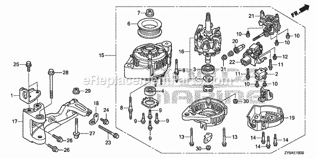 Honda Marine BF150AK2 (Type XCS)(1400001-9999999) Alternator Diagram