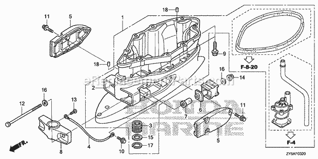 Honda Marine BF150AK2 (Type XCS)(1400001-9999999) Extension Case Diagram