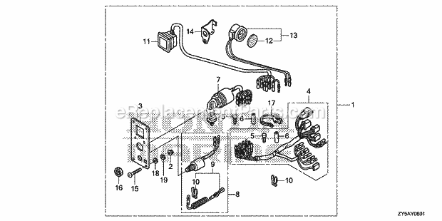 Honda Marine BF150AK2 (Type XCS)(1400001-9999999) Control Panel (2) Diagram