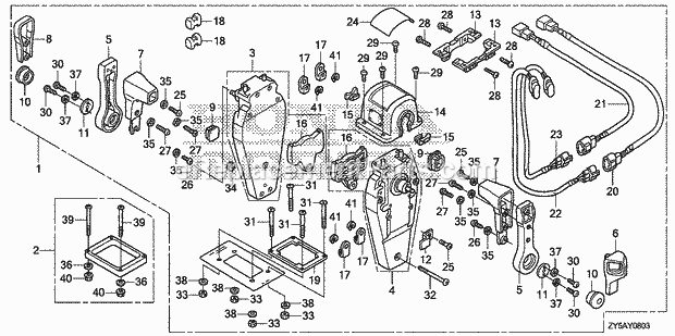 Honda Marine BF150AK2 (Type XCS)(1400001-9999999) Remote Control (Top Mount Dual Type) (L.) Diagram