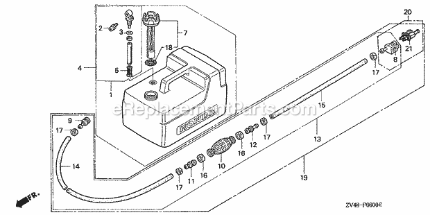 Honda Marine BF15A2 (Type LA)(1700001-1799999)(1300001-1399999) Fuel Tank Diagram