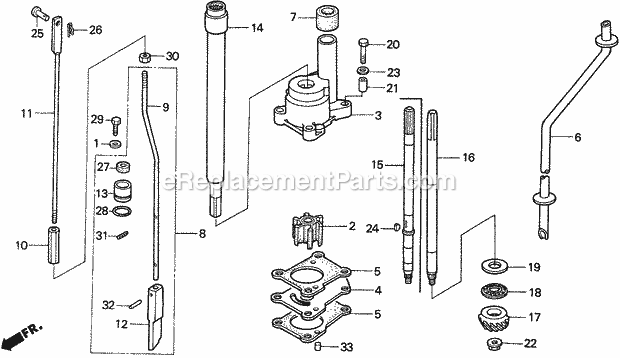Honda Marine BF15AK (Type SA)(1100001-1200000)(1100001-9999999) Vertical Shaft Diagram