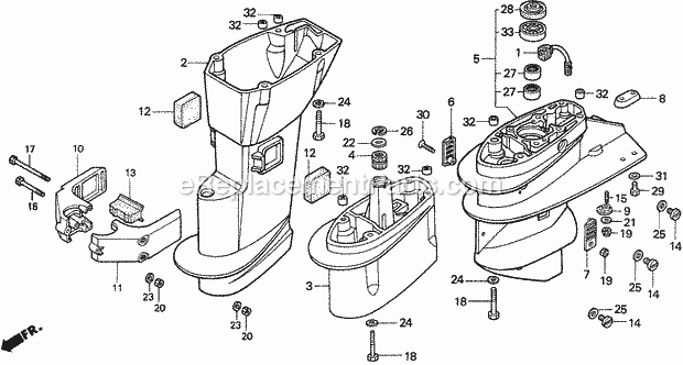 Honda Marine BF15AM (Type LAS)(1200001-1300000)(1200001-9999999) Extension Case Diagram