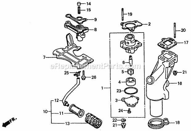Honda Marine BF15AM (Type LAS)(1200001-1300000)(1200001-9999999) Oil Pump Diagram
