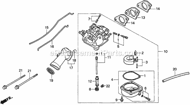 Honda Marine BF15AW (Type LA)(1300001-1400000)(1300001-9999999) Carburetor Diagram