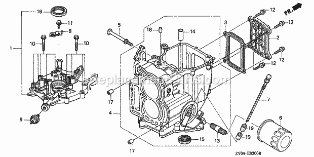 Honda Marine BF15D3 (Type LHTA)(1000001-1099999) Cylinder Block Diagram