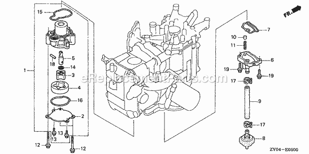 Honda Marine BF15D4 (Type SHSA)(1100001-1199999) Oil Pump Diagram