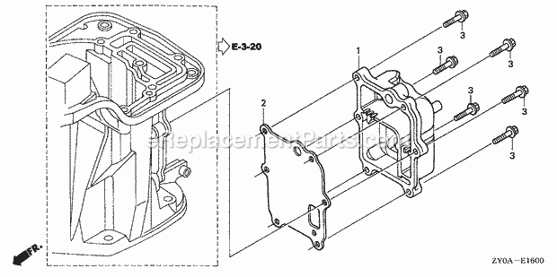 Honda Marine BF15D5 (Type LRTA)(1200001-1299999) Exhaust Chamber Cover Diagram