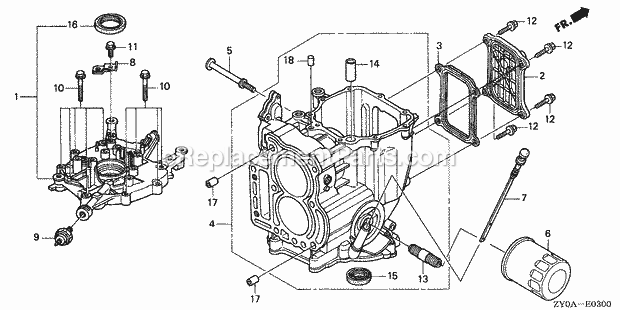 Honda Marine BF15D6 (Type SHA)(1300001-1399999) Cylinder Block Diagram