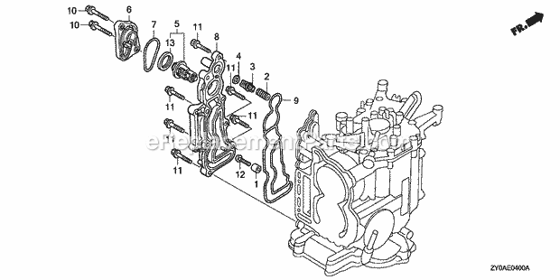 Honda Marine BF15D6 (Type SHGA)(1300001-1399999) Thermostat Diagram