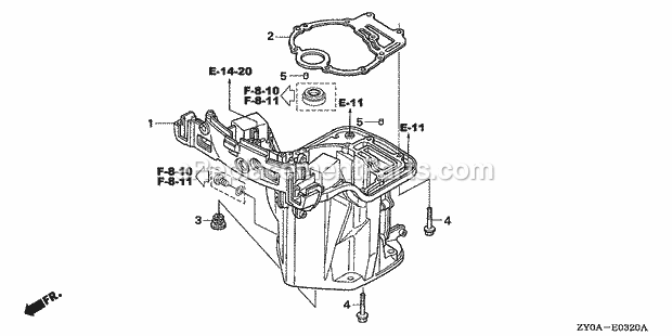 Honda Marine BF15D6 (Type SRTA)(1300001-1399999) Oil Case Oil Pan Gasket Diagram
