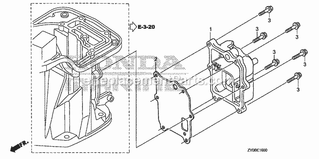 Honda Marine BF15DK0 (Type SHTA)(1400001-9999999) Exhaust Chamber Cover Diagram