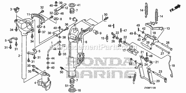 Honda Marine BF15DK2 (Type LHSA)(1500001-9999999) Swivel Case (1) Diagram