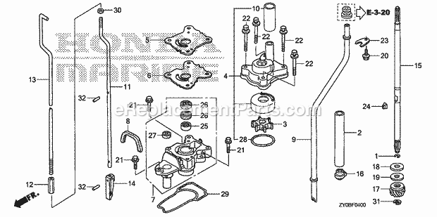 Honda Marine BF15DK2 (Type LHTA)(1500001-9999999) Water Pump Vertical Shaft (S,l) Diagram