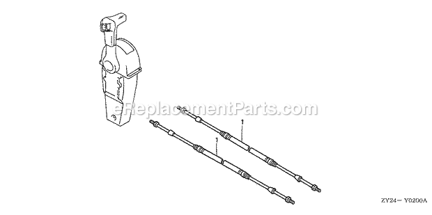 Honda Marine BF200A3 (Type XXA)(1100001-1199999)(1000001-1099999) Cable (Single) Diagram