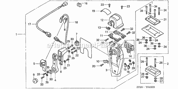 Honda Marine BF200A5 (Type XCA)(1300001-1399999)(1000001-1099999) Remote Control (Top Mount Single Type) (R.) Diagram