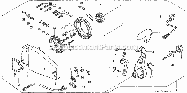 Honda Marine BF200A5 (Type XCA)(1300001-1399999)(1000001-1099999) Remote Control (Flush Mount Type) (L.) Diagram