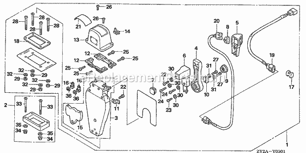 Honda Marine BF200A6 (Type XA)(1400001-1499999)(1100001-9999999) Remote Control (Top Mount Single Type) (L.) Diagram