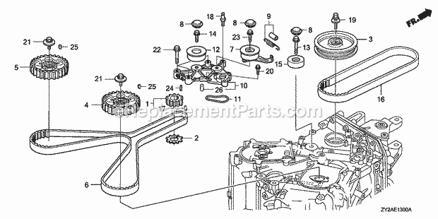 Honda Marine BF200AK0 (Type XA)(1500001-1599999)(1100001-9999999) Timing Belt Diagram