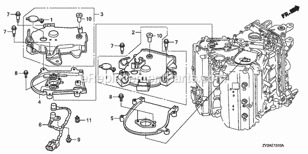 Honda Marine BF200AK0 (Type XA)(1500001-1599999)(1100001-9999999) Timing Belt Cover Diagram