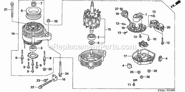 Honda Marine BF200AK0 (Type XA)(1500001-1599999)(1100001-9999999) Alternator Diagram