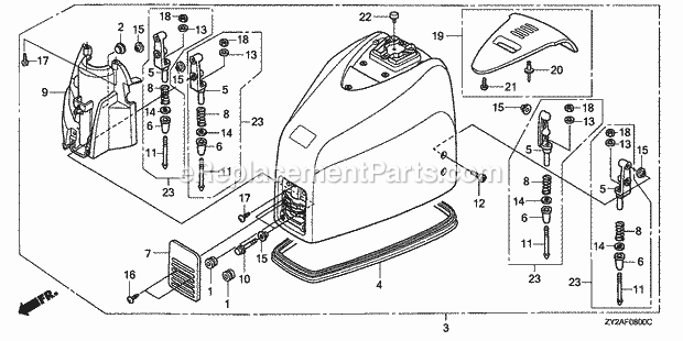 Honda Marine BF200AK0 (Type XA)(1500001-1599999)(1100001-9999999) Engine Cover Diagram