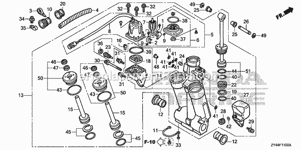 Honda Marine BF200AK1 (Type LA)(1600001-1699999)(1200001-1299999) Power Trim-Tilt Diagram