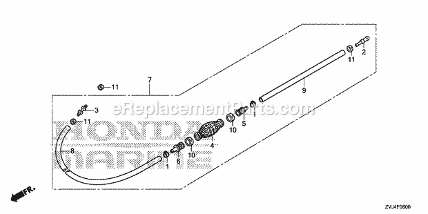 Honda Marine BF200D (Type XRA) Fuel Tube Diagram