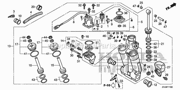 Honda Marine BF200D (Type XRA) Power Trim-Tilt Diagram