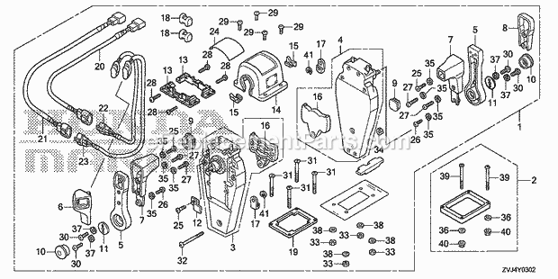 Honda Marine BF200D (Type XRA) Remote Control (Top Mount Dual Type) (R.) (Mech) Diagram