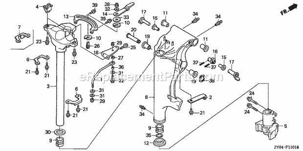 Honda Marine BF20D3 (Type SRTA)(1000001-1099999) Swivel Case (2) Diagram