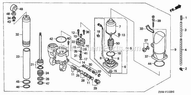 Honda Marine BF20D3 (Type SRTA)(1000001-1099999) Power Trim-Tilt Diagram