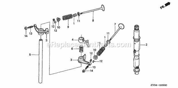 Honda Marine BF20D3 (Type SRTA)(1000001-1099999) Camshaft Valve Diagram