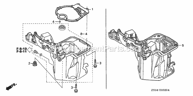 Honda Marine BF20D3 (Type XHSA)(1000001-1099999) Oil Case Oil Pan Gasket Diagram