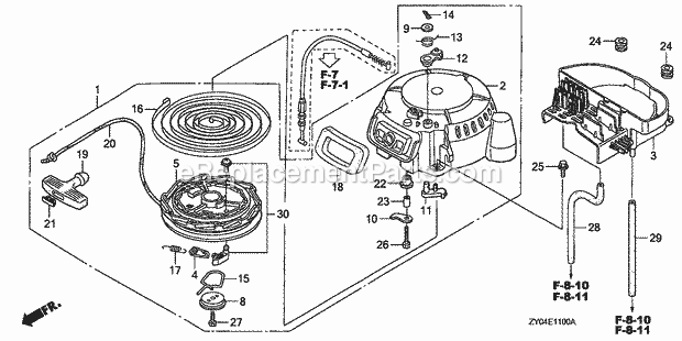 Honda Marine BF20D4 (Type LHGA)(1100001-1199999) Recoil Starter Diagram