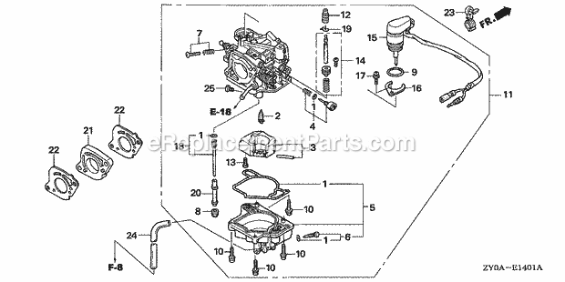 Honda Marine BF20D6 (Type SHGA)(1300001-1399999) Carburetor (Auto) Diagram