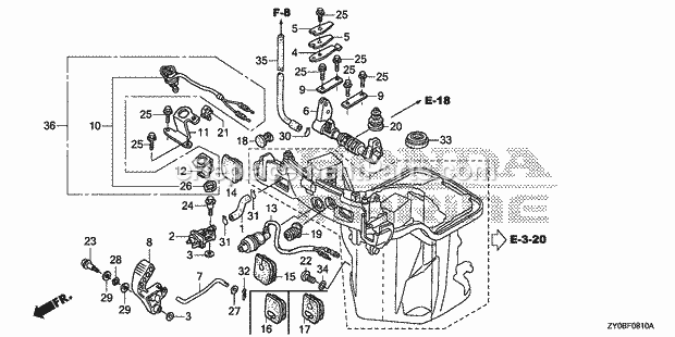 Honda Marine BF20DK2 (Type LHTA)(1500001-9999999) Oil Case Shift Shaft (Handle Specification) Diagram