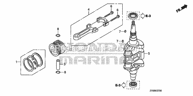 Honda Marine BF20DK2 (Type LHTA)(1500001-9999999) Crankshaft Piston Diagram